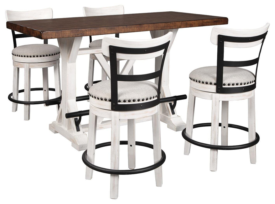 Valebeck White Valebeck Counter Height Dining Table and 4 Barstools