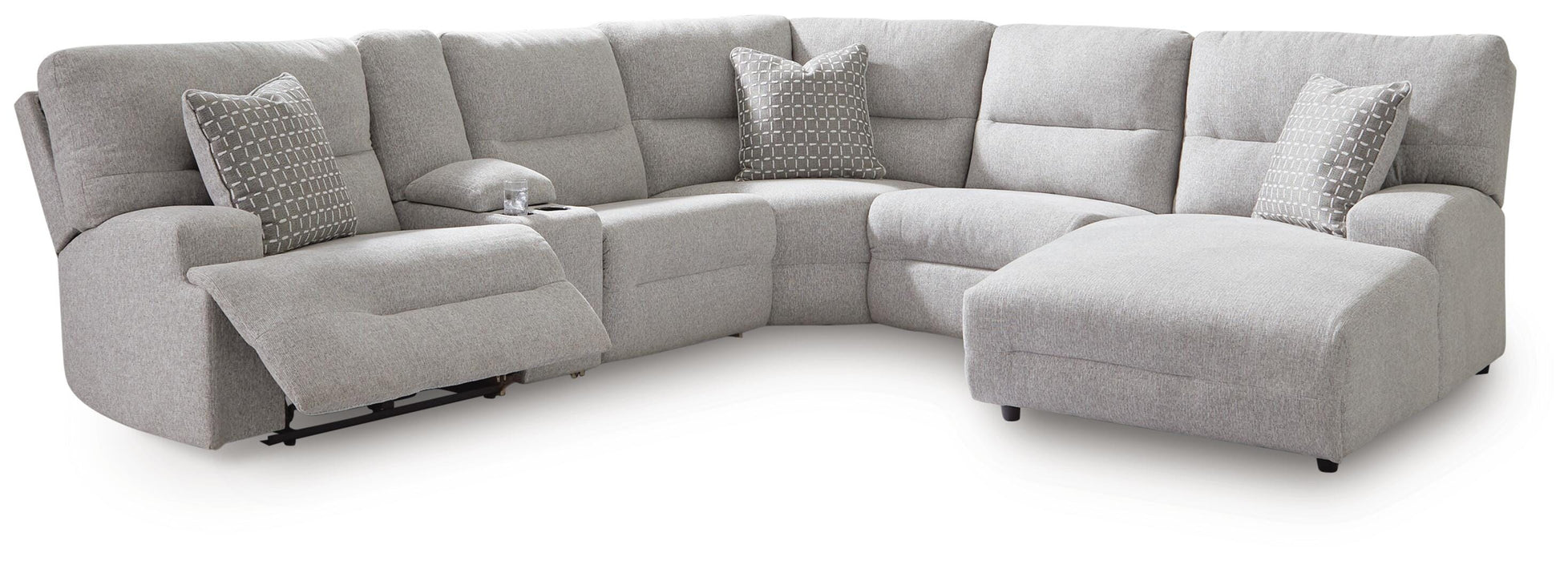 Acklen Place Pewter Acklen Place 6-Piece Power Reclining Sectional with Chaise