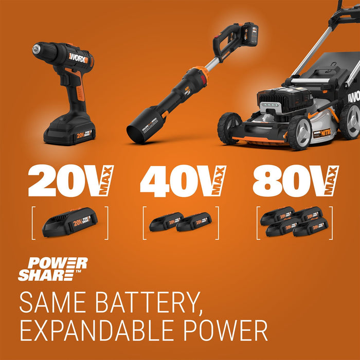 Worx 40v Combo, Includes 20" Push Mower, 13" String Trimmer, Quiet Tech Blower - use_like_new