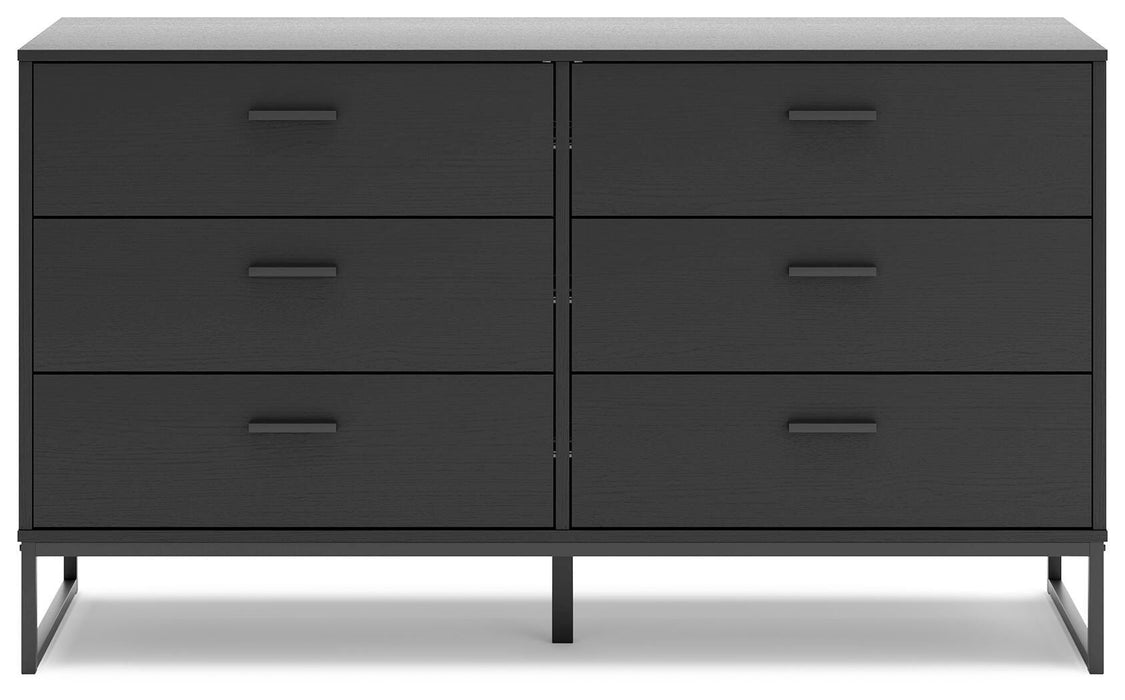 Socalle Black Six Drawer Dresser