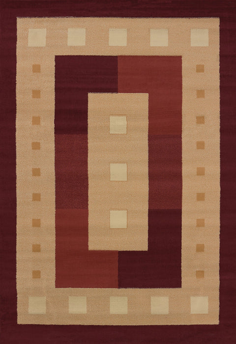 7ft. 10in. x 10ft. 6in United Weavers of America Manhattan Collection Time Square Indoor Rug Burgundy, Contemporary Style Rug with Geometric Pattern, Jute Backing - open_box