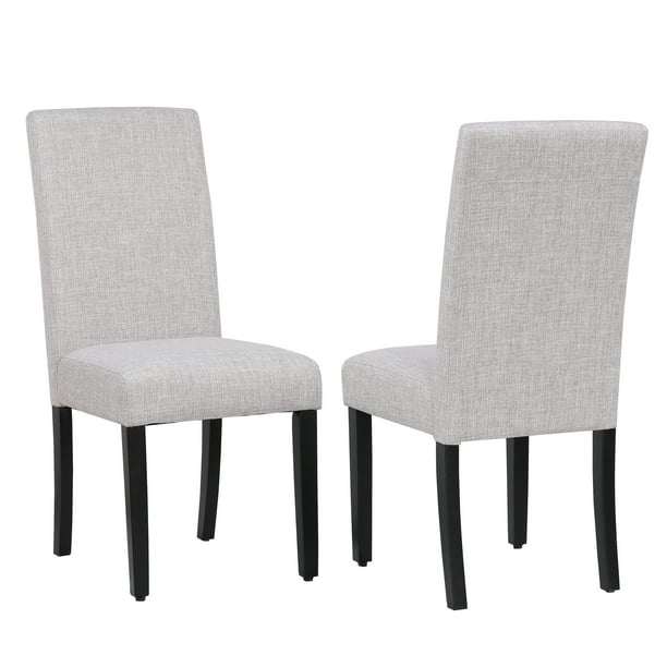Polytrends Grandview Upholstered Linen Fabric Dining Chair (Set of 2) Light Gray Modern & Contemporary, Traditional - new