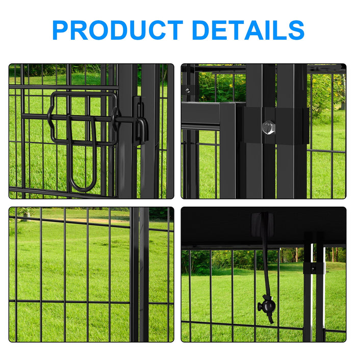 Anyask 4FT(D) x 4FT(W) x 4.5FT(H) Large Outdoor Heavy Duty Metal Dog Kennel Playpen with Sun/Rain Roof Top for Cat Duck Chicken - new