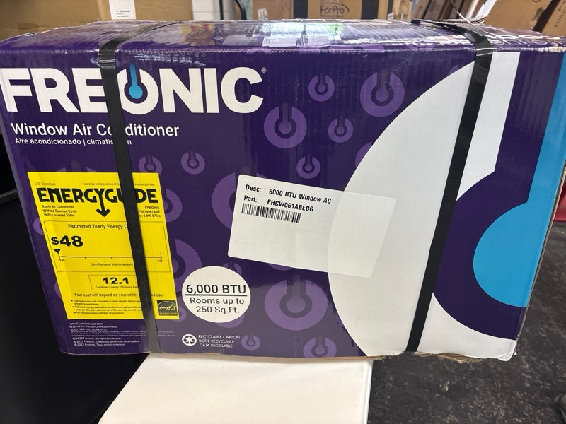 Freonic 6,000 BTU 250 sq. ft. Window Air Conditioner & Dehumidifier with Remote, White, FHCW061ABE - new