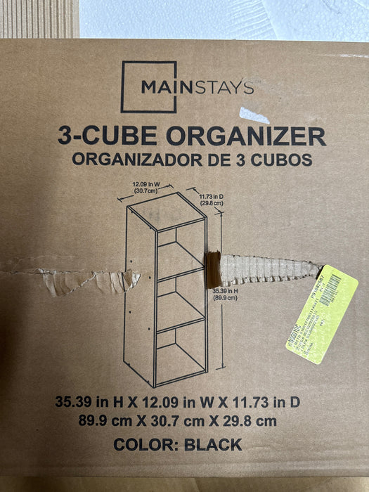 Mainstays 3 Cube Storage Organizer, Black - new
