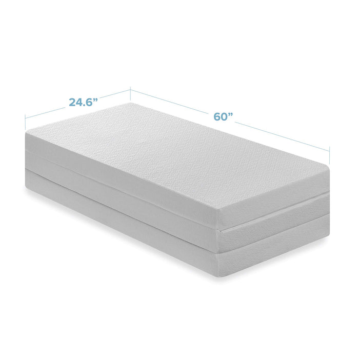 Best Price Mattress 4 Inch Trifold Memory Foam Mattress Topper with Cover, CertiPUR-US Certified, Short Queen - new