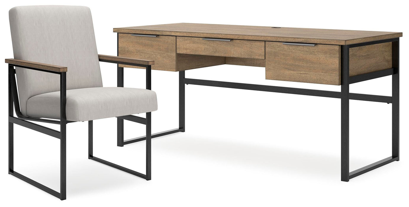 Montia Light Brown Montia Home Office Desk with Chair