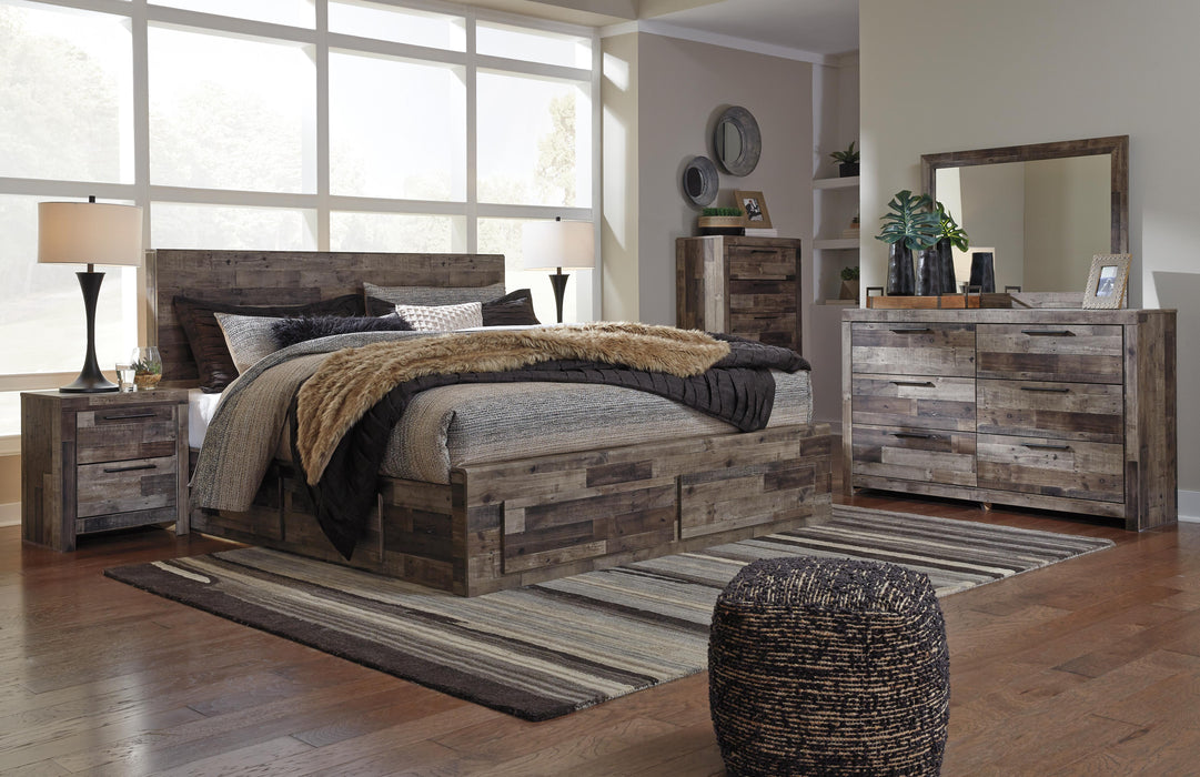 Derekson Multi Gray Derekson King Panel Bed with 4 Storage Drawers