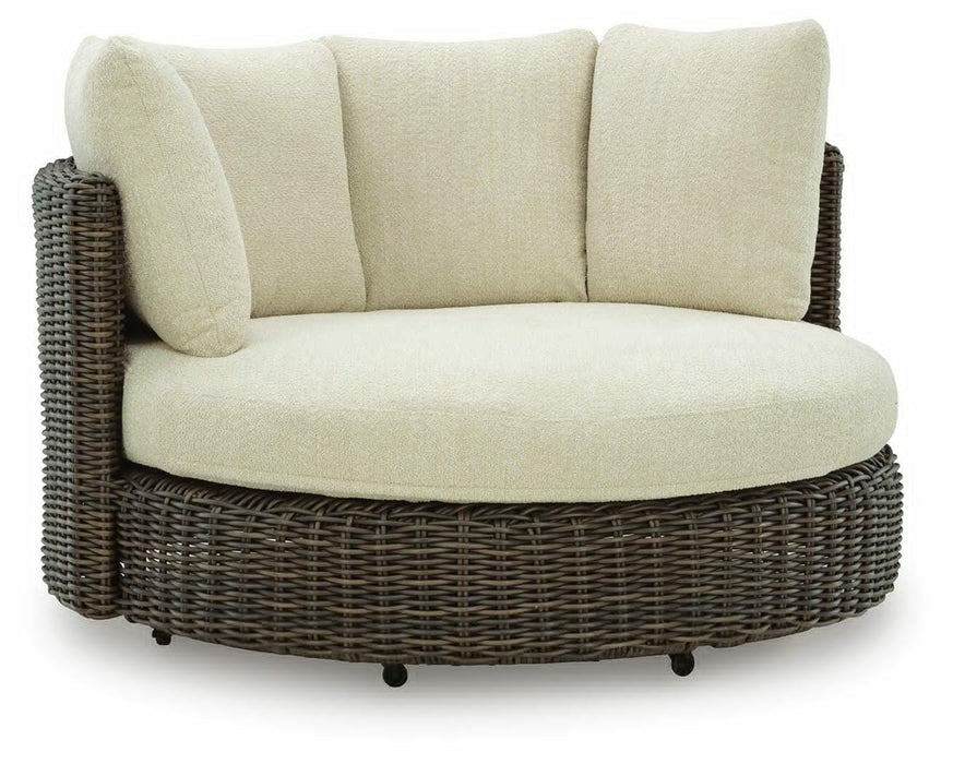 Kimora Beige/Dark Brown Swivel Lounge Chair w/Cushion