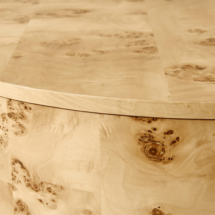 Better Homes & Gardens Burlwood Round Coffee Table, Light Burl Wood Veneer - new