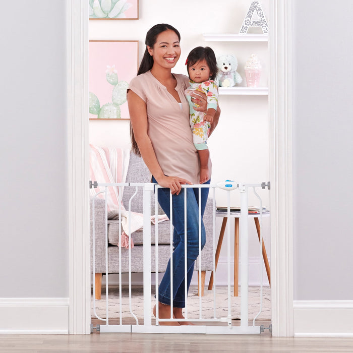 Regalo Extra Wide Walk-Through Baby Gate with Door, 29.5-38.5 in, White, Ages 6-24 Months - open_box