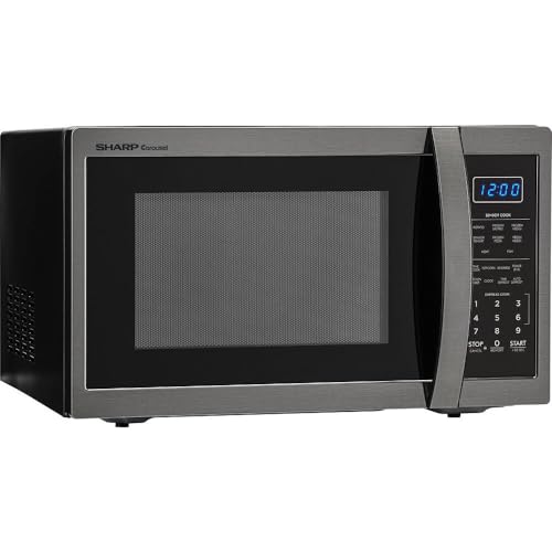 Sharp SMC1452CH Carousel 1.4 Cu. Ft. Countertop Microwave, Black Stainless Steel - open_box