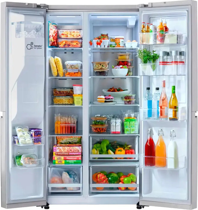 LG - 27.12 Cu. Ft. Door-in-Door Side-by-Side Refrigerator with SpacePlus Ice System - PrintProof Stainless Steel - open_box