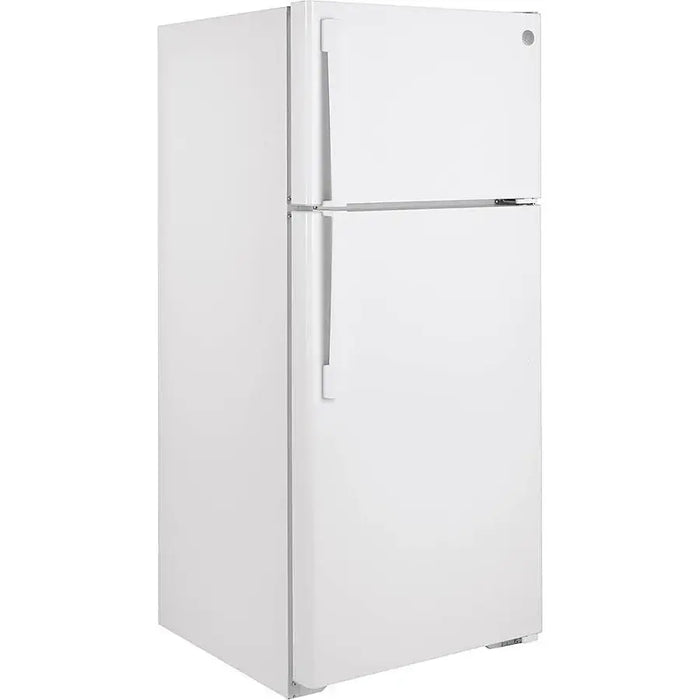 GE - 16.6 Cu. Ft. Top-Freezer Refrigerator with Edge-to-Edge Glass Shelves - White - open_box