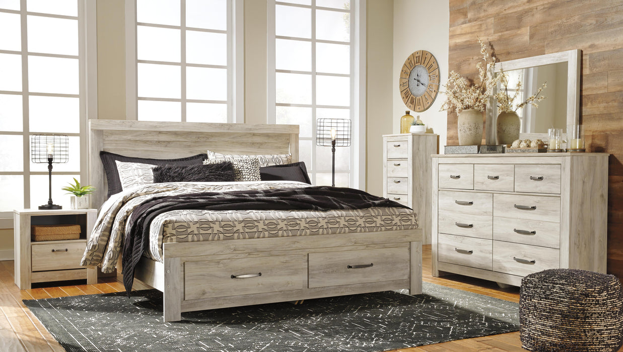 Bellaby Whitewash Bellaby King Platform Bed with 2 Storage Drawers