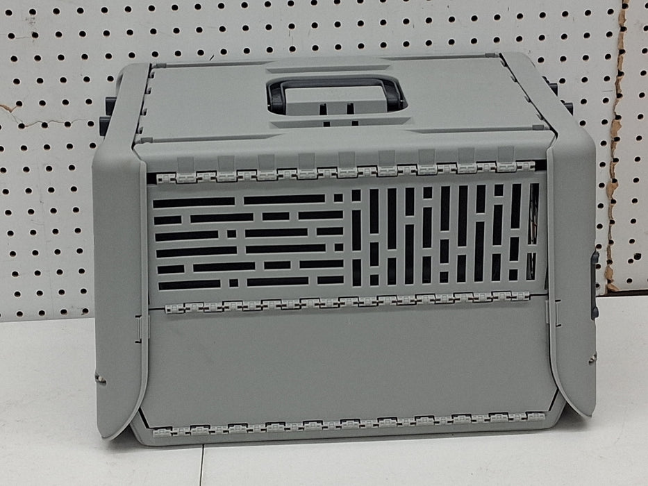 Sport Pet Designs 19-Inch Collapsible Plastic Dog Kennel, Portable Folding Pet Carrier for Small Dogs and Pets up to 20 lbs, Gray, XS - new