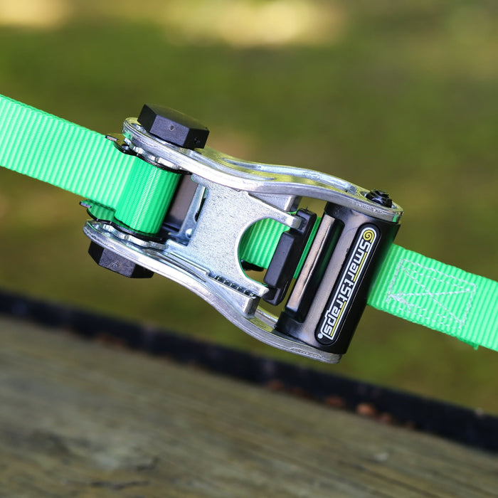SmartStraps 1 in. x 12 ft. Green RatchetX Standard Duty Ratchet Tie Down Straps, Padded Handle, 500 lb. Safe Work Load - 4 Pack - new