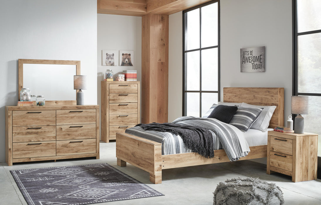 Hyanna Tan Brown Hyanna Full Panel Bed, Dresser, Mirror, Chest and Nightstand - Brand New