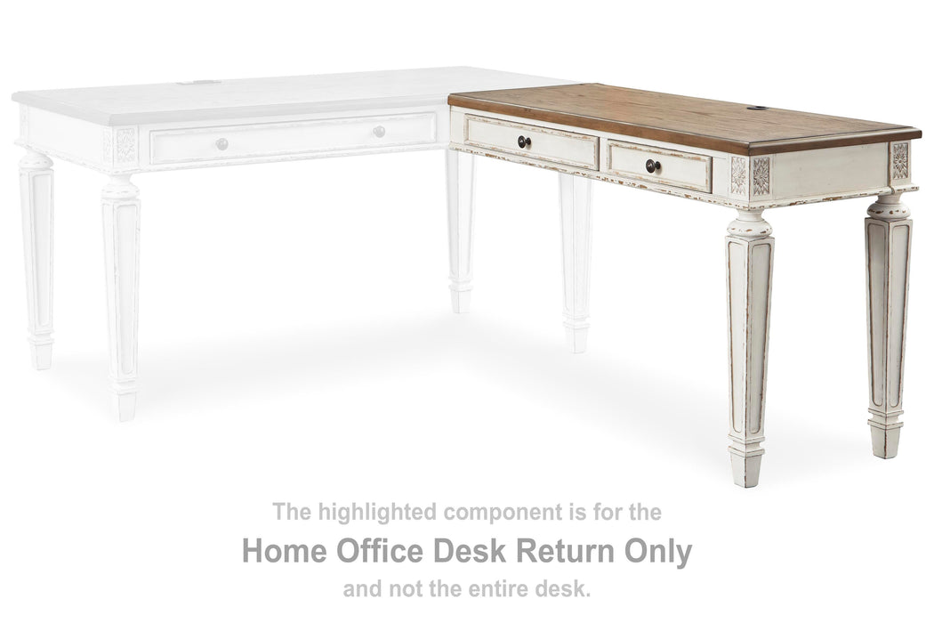 Realyn White/Brown Home Office Desk Return