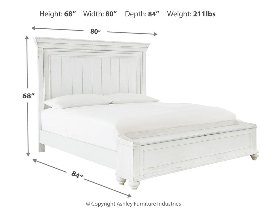 Kanwyn Whitewash Kanwyn King Panel Bed with Storage Bench