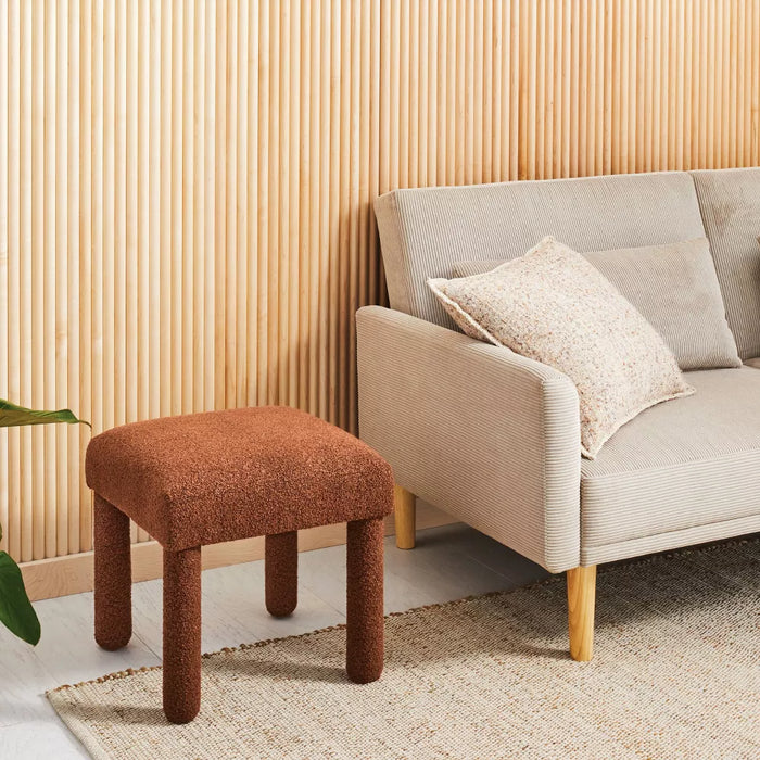 Upholstered Square Stool Ottoman Rust Boucle - Room Essentials™