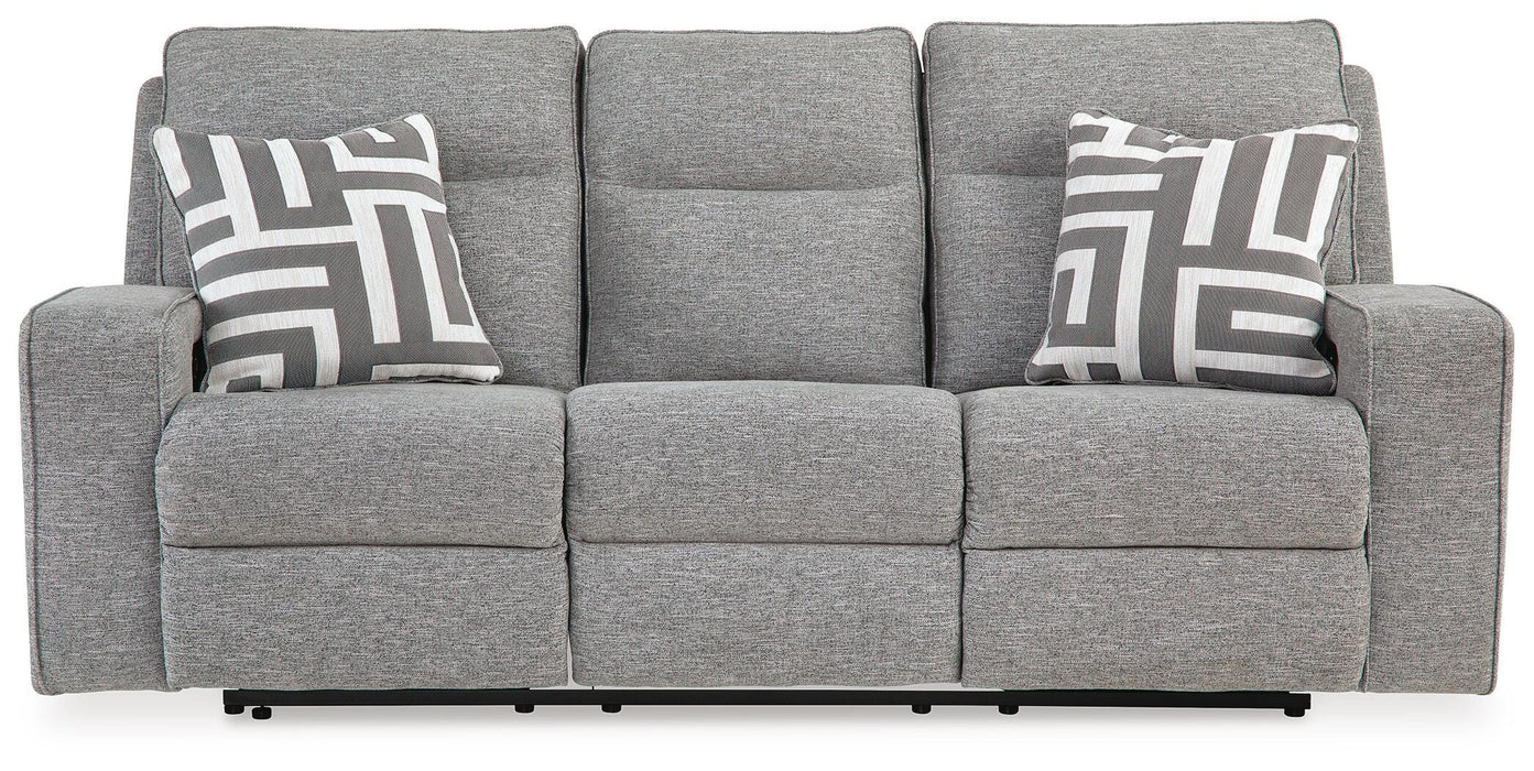 Biscoe Pewter PWR REC Sofa with ADJ Headrest