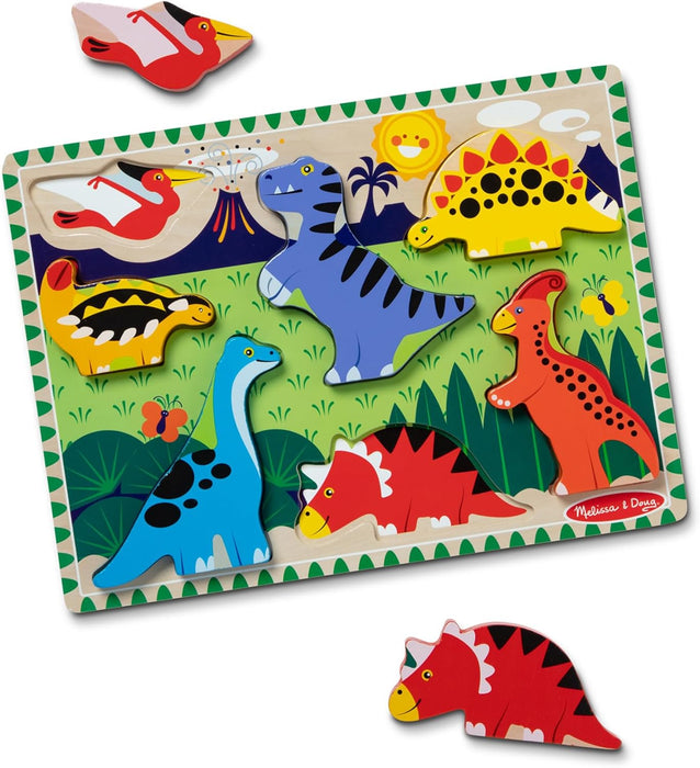 Melissa & Doug Dinosaur Wooden Chunky Puzzle (7 pcs) - FSC Certified - new