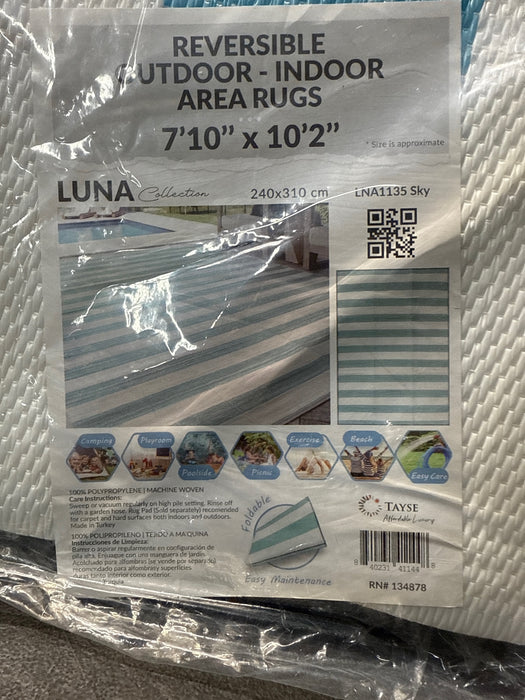 Tayse Luna 7 x 10 (ft) Flatweave Aqua Rectangular Outdoor Pet Friendly Area rug - new