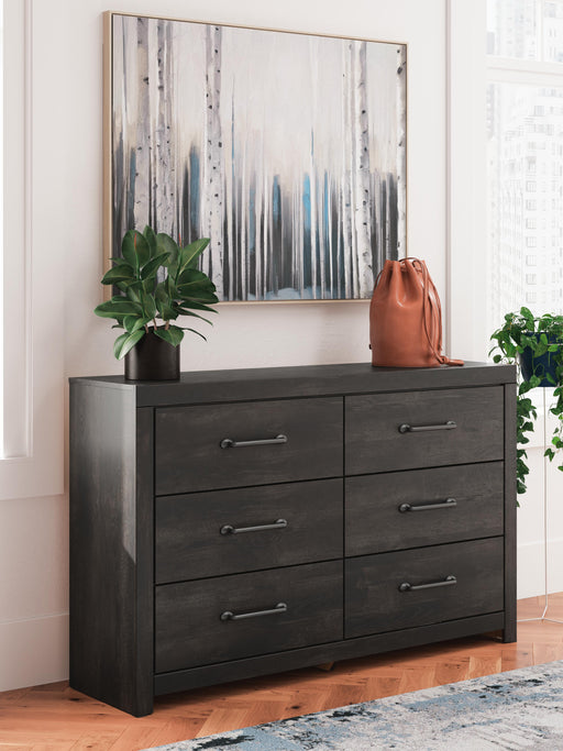 Delmorta Dark Gray Six Drawer Dresser