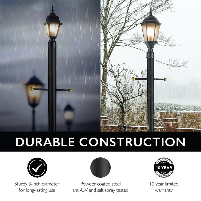 80-Inch Outdoor Lamp Post - Lamp Posts Outdoor Lighting for Driveways, Porches, Pathways, and Patios - Direct Burial Outdoor Post Light in Black, Design House WM750181 - open_box