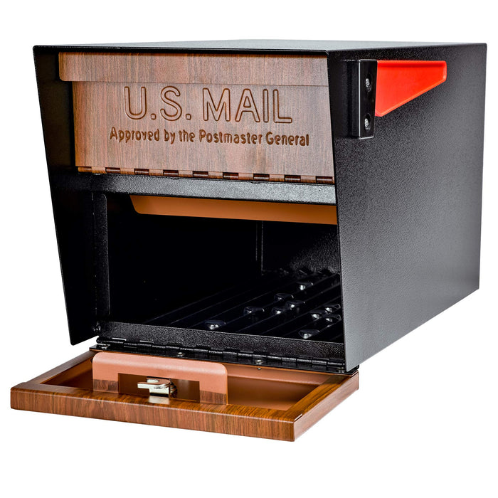 Mail Boss Curbside, Wood Grain 7510 Mail Manager Locking Security Mailbox, Steel, Black - new