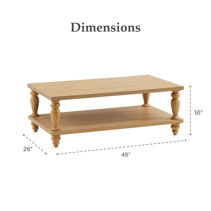 My Texas House Abbott Wood Coffee Table, Light Oak - new