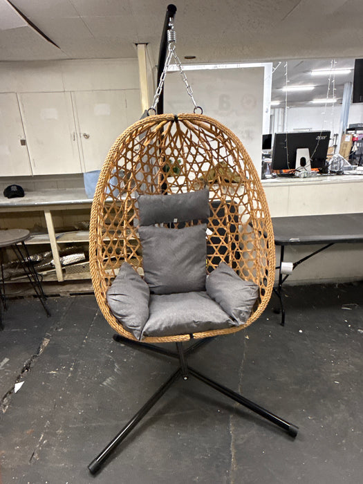 Egg Chair with Stand, Patio Wicker Bifanuo Hanging Chair, Hammock Swing Chair, 350LBS Capacity for Bedroom, Balcony, Garden - new