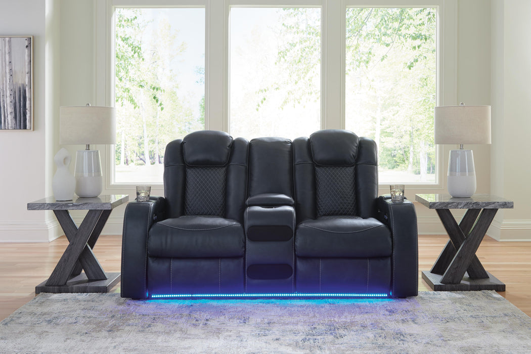 Fyne-Dyme Sapphire Fyne-Dyme Power Reclining Loveseat with Console
