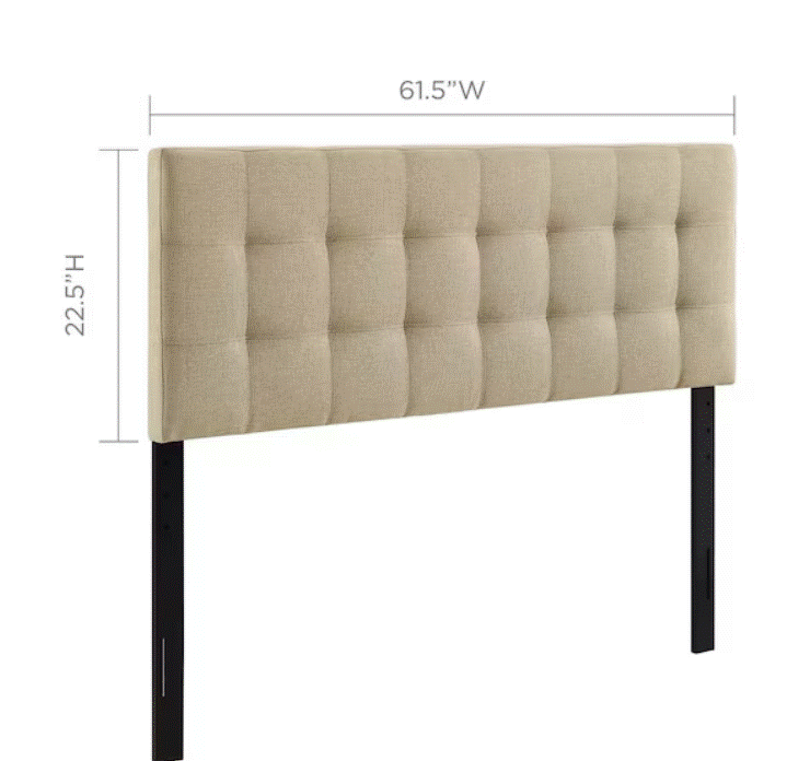 MODWAY Lily Beige Queen Upholstered Fabric Headboard - new
