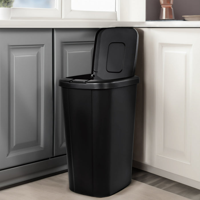 Hefty 13.3 Gallon Trash Can, Plastic Touch Top Kitchen Trash Can, Black - new