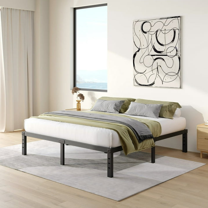 COMASACH 14 inch King Bed Frame, Easy Assembly, No Box Spring Needed, Heavy Duty Metal Platform King Size, Noise Free, Black - new