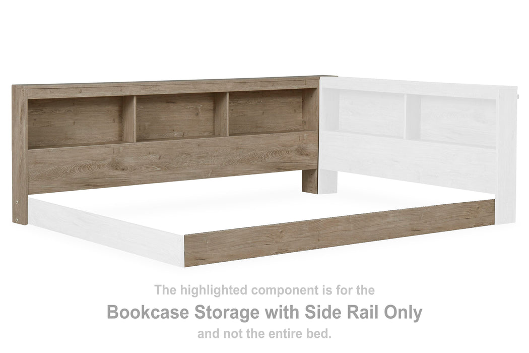 Oliah Natural Bookcase Storage w/Side Rail
