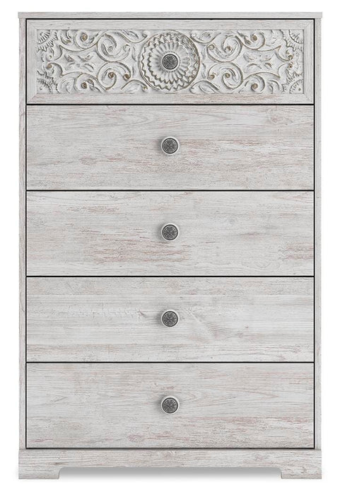 Paxberry Whitewash Five Drawer Chest