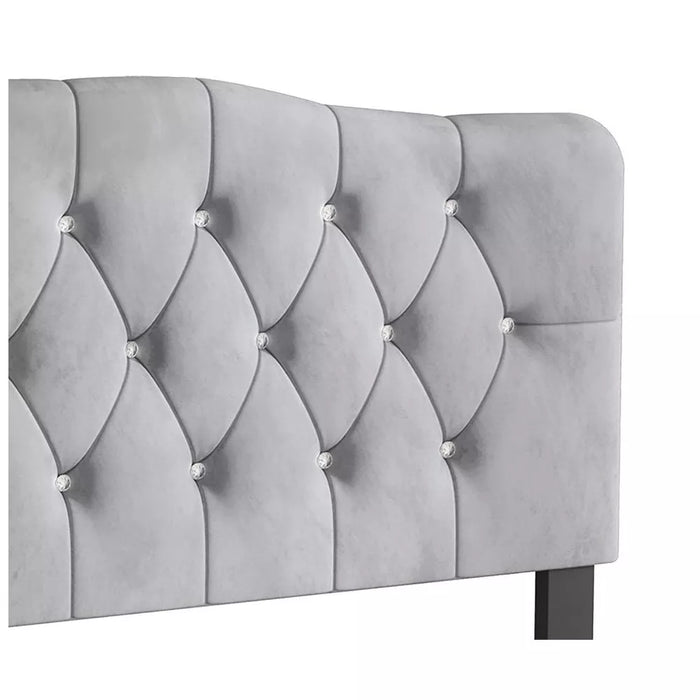 ChaletPosh Twin Size Upholstered Headboard Silver Grey Velvet - new