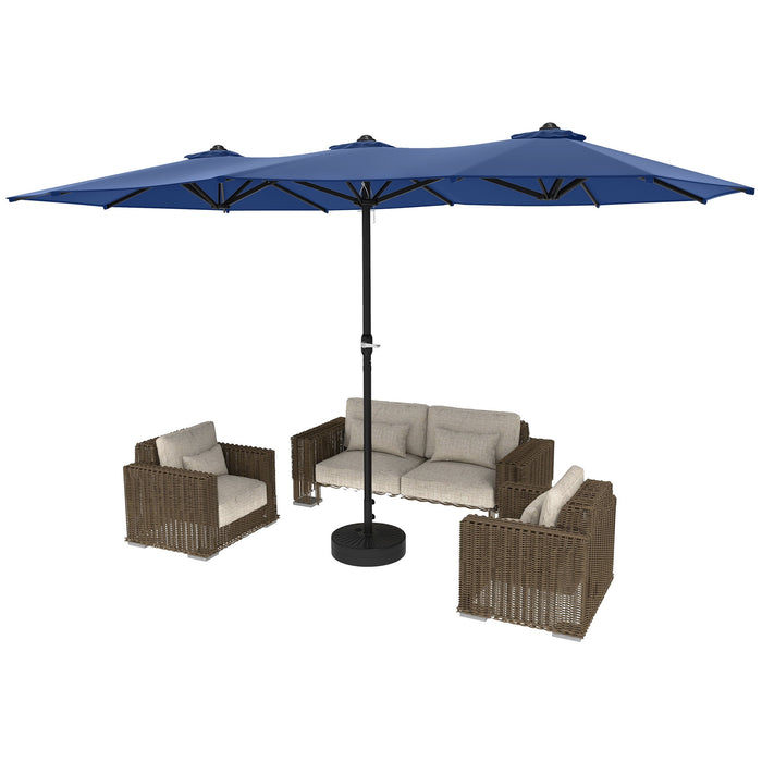Uforic 15ft Double-Sided Patio Umbrella, Large Outdoor Portable Shade Market Table Umbrella,12 Sturd - new