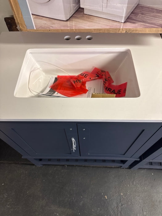 Tupelo 30 in. Single Sink Midnight Blue Bath Vanity with White Engineered Stone Top (Assembled) - open_box