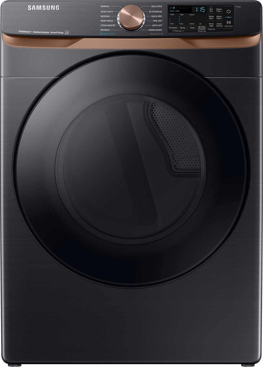 Samsung - 7.5 Cu. Ft. Stackable Smart Electric Dryer with Steam and Sensor Dry - Brushed Black - display_model