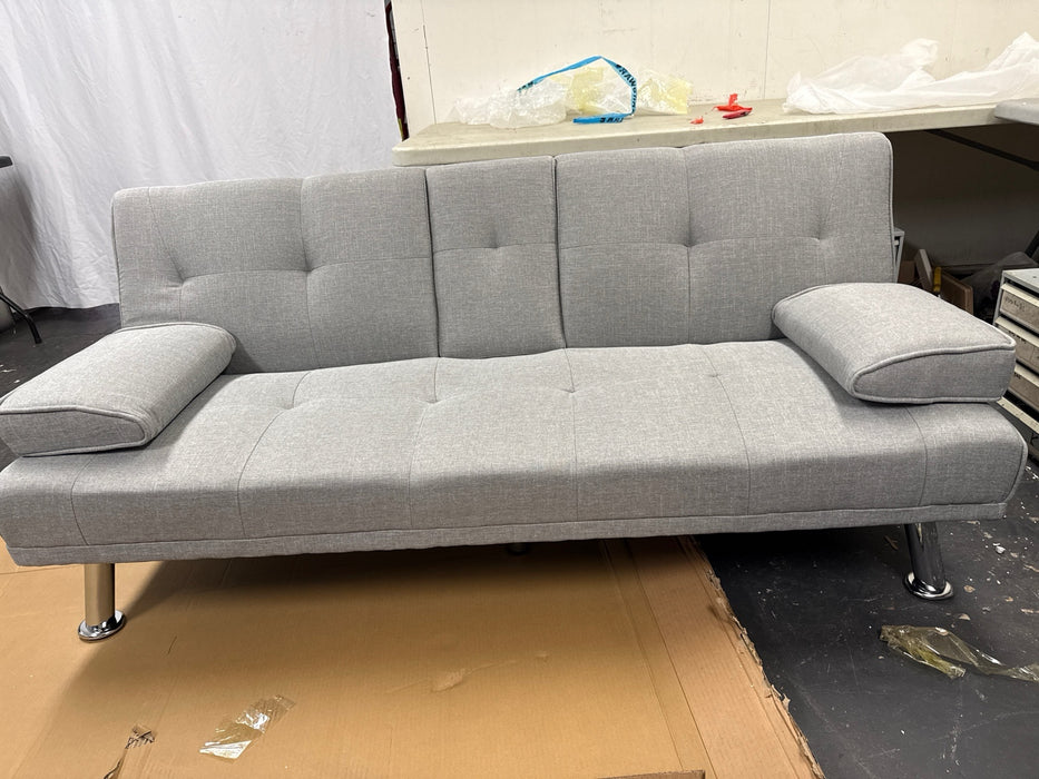 GJQ Convertible Futon Sofa Bed, Modern Folding Sofa Couch for Living Room Adult(Linen,Light Grey) - new