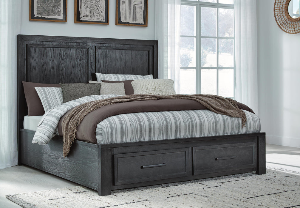 Foyland Black/Brown Foyland California King Panel Storage Bed