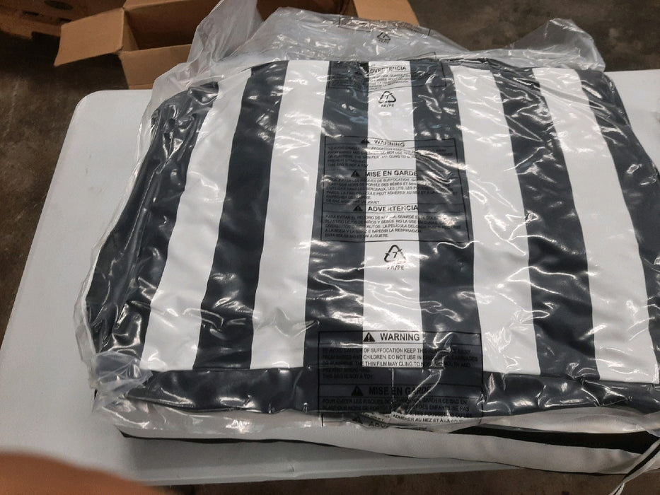 Providence Black Awning Stripe Outdoor Wicker Seat Cushion - open_box