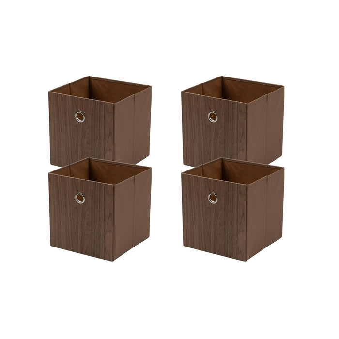 Mainstays Collapsible Fabric Cube Storage Bins (10.5" x 10.5"), 2 Pack, Natural Wood - new