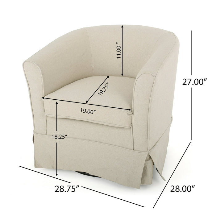 Noble House Celeste Natural Fabric Swivel Chair with Cover, Beige - open_box