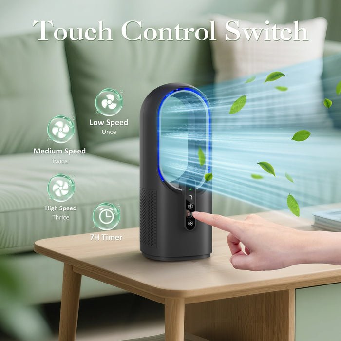 Better Homes & Gardens Bladeless Cooling Fan with LED Light, Quiet Desk Fan 3 Speeds, Portable Touch Control for Office Home - new