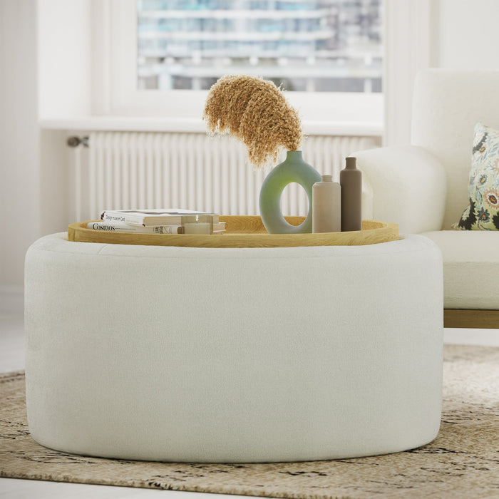 Beautiful Drew Stowaway Coffee Table with Storage by Drew Barrymore, Cream - new